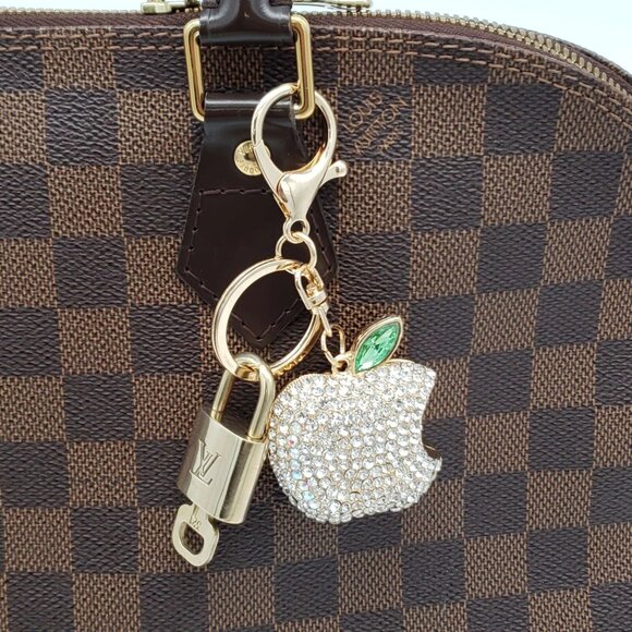 Authentic Louis Vuitton Lock & Key with unbranded Apple Bagcharm, Keycharm - Picture 1 of 7